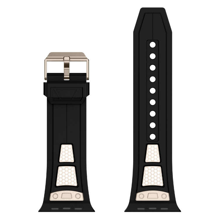 For Apple Watch Series 7 45mm Breathable Stainless Steel Mesh TPU Watch Band(Black Titanium)