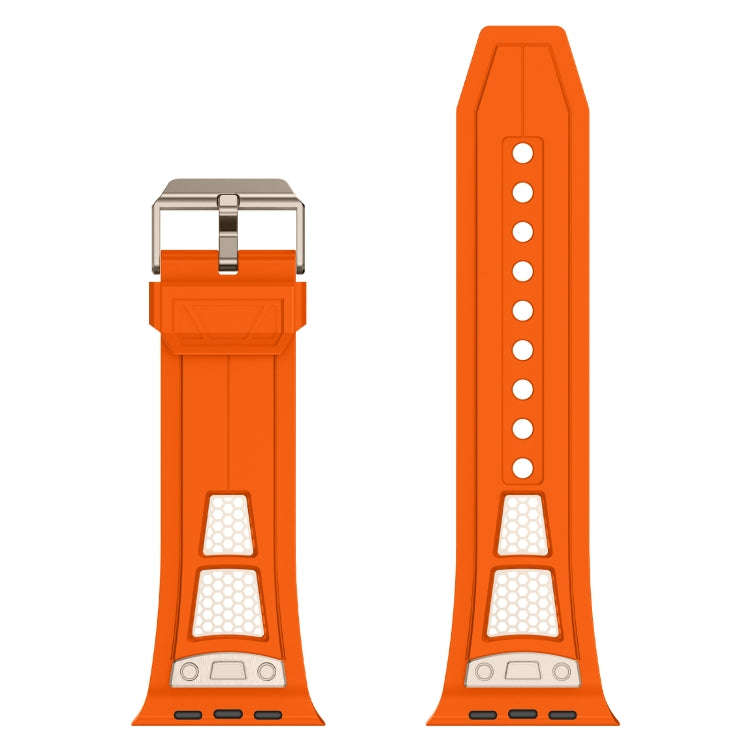 For Apple Watch Series 6 44mm Breathable Stainless Steel Mesh TPU Watch Band(Orange Titanium)