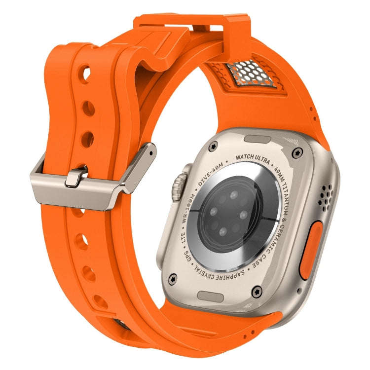 For Apple Watch Series 6 44mm Breathable Stainless Steel Mesh TPU Watch Band(Orange Titanium)