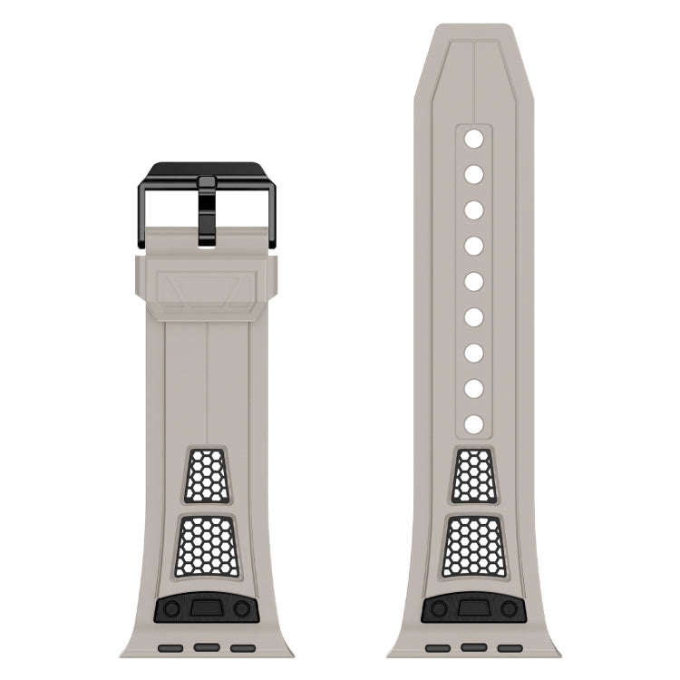 For Apple Watch Series 6 44mm Breathable Stainless Steel Mesh TPU Watch Band(Starlight Black)