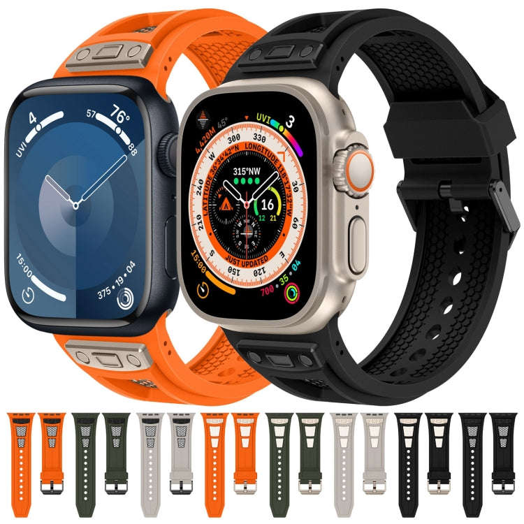 For  Apple Watch Series 4 44mm Breathable Stainless Steel Mesh TPU Watch Band(Starlight Titanium)