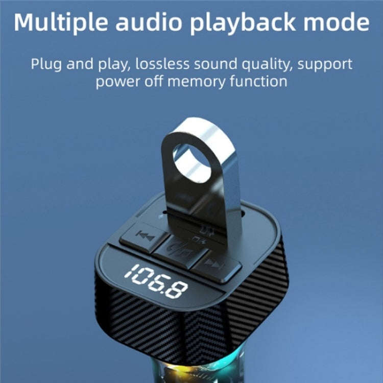 C51  Type-C + USB Car Charger Colorful Light Car Bluetooth Adapter FM Transmitter MP3 Player