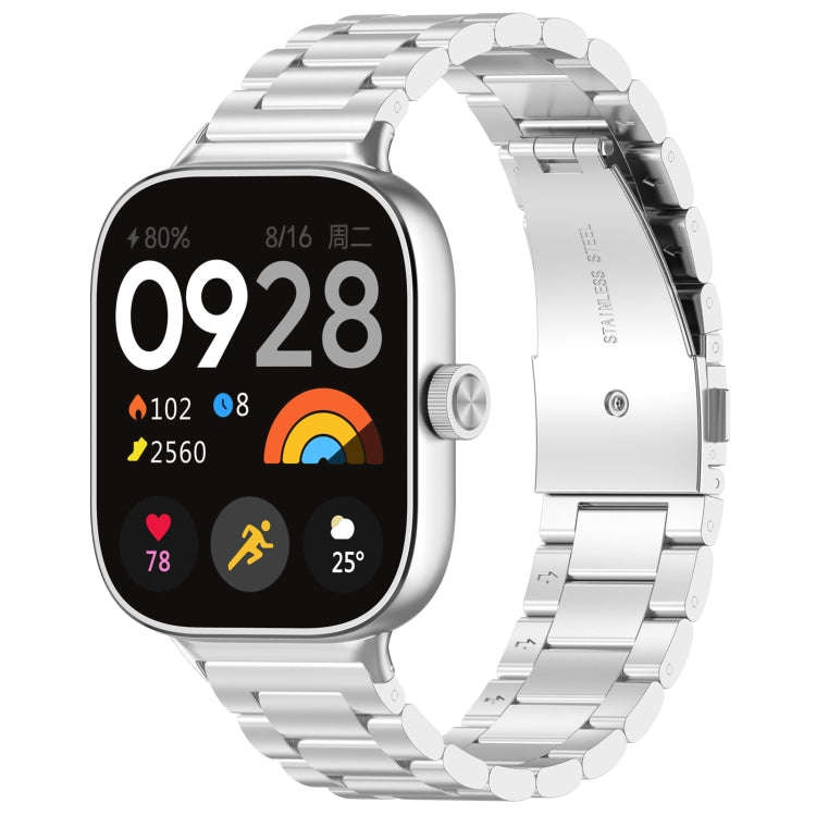 For Xiaomi Smart Band 9 Pro / 8 Pro Three Bead Stainless Steel Metal Watch Band(Silver)