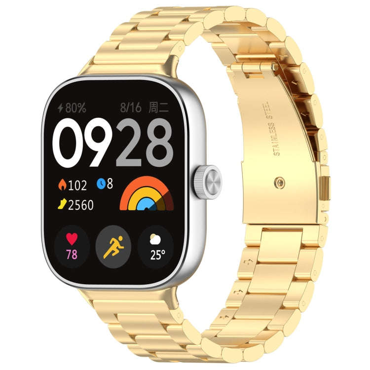 For Xiaomi Smart Band 9 Pro / 8 Pro Three Bead Stainless Steel Metal Watch Band(Gold)
