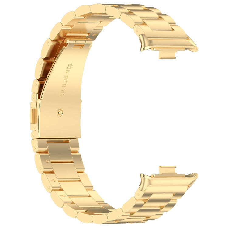 For Xiaomi Smart Band 9 Pro / 8 Pro Three Bead Stainless Steel Metal Watch Band(Gold)