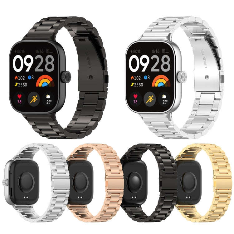 For Xiaomi Smart Band 9 Pro / 8 Pro Three Bead Stainless Steel Metal Watch Band(Silver)