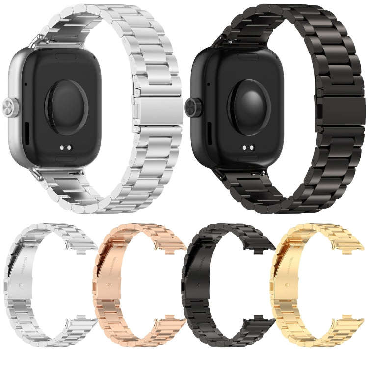 For Xiaomi Smart Band 9 Pro / 8 Pro Three Bead Stainless Steel Metal Watch Band(Silver)