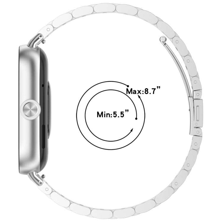 For Xiaomi Smart Band 9 Pro / 8 Pro Three Bead Stainless Steel Metal Watch Band(Rose Gold)