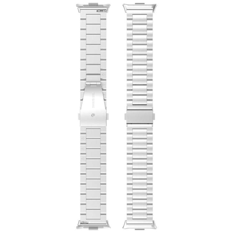 For Xiaomi Smart Band 9 Pro / 8 Pro Three Bead Stainless Steel Metal Watch Band(Silver)
