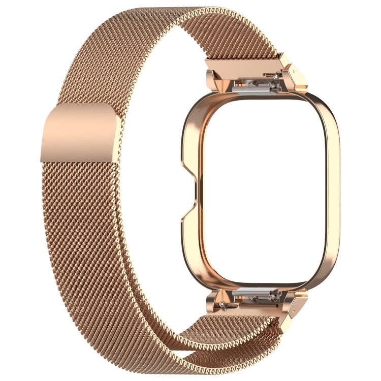 For CMF Watch Pro D395 Metal Frame + Milanese Integrated Magnetic Watch Band(Rose Gold)