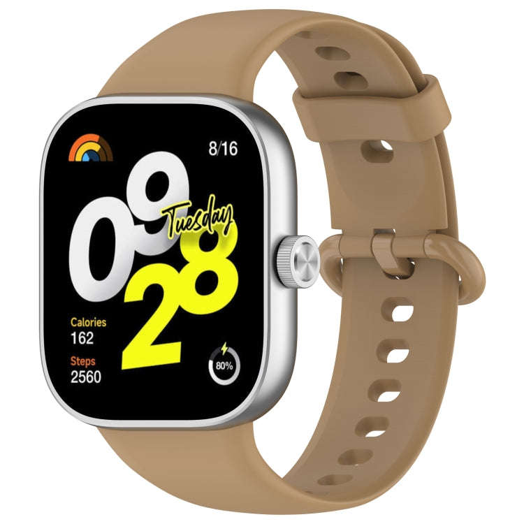 For Redmi Watch 4 / Watch 5 Solid Color Colorful Buckle Silicone Watch Band(Coffee)