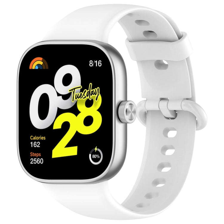 For Redmi Watch 4 / Watch 5 Solid Color Colorful Buckle Silicone Watch Band(White)