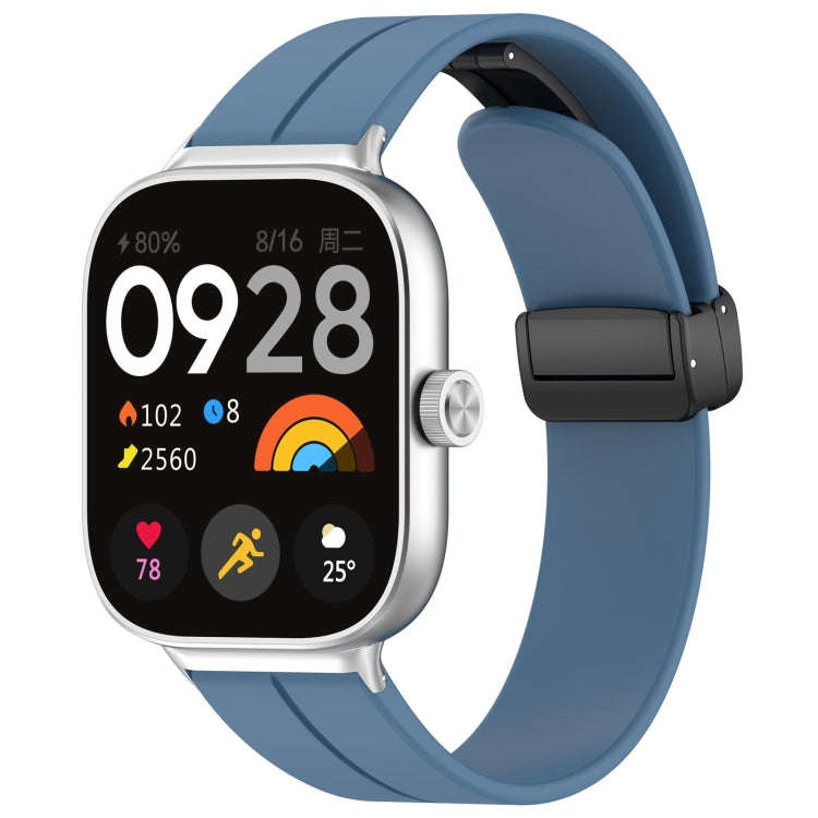 For Redmi Watch 4 / Watch 5 Groove Folding Magnetic Buckle Silicone Watch Band(Blue)