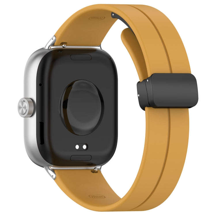 For Redmi Watch 4 / Watch 5 Groove Folding Magnetic Buckle Silicone Watch Band(Yellow)