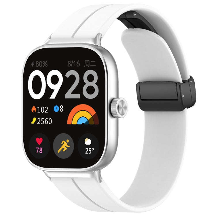For Redmi Watch 4 / Watch 5 Groove Folding Magnetic Buckle Silicone Watch Band(White)
