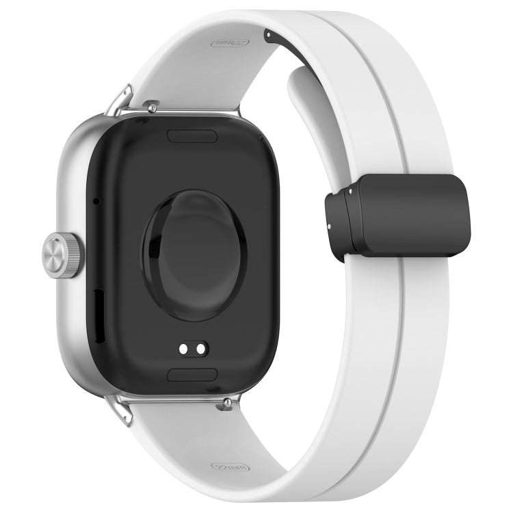 For Redmi Watch 4 / Watch 5 Groove Folding Magnetic Buckle Silicone Watch Band(White)