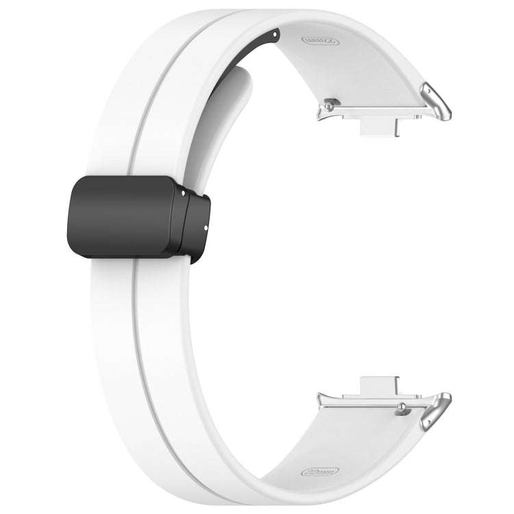 For Redmi Watch 4 / Watch 5 Groove Folding Magnetic Buckle Silicone Watch Band(White)