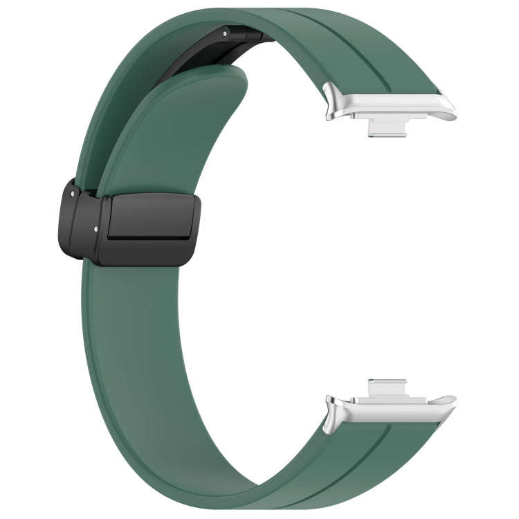 For Redmi Watch 4 / Watch 5 Groove Folding Magnetic Buckle Silicone Watch Band(Dark Green)