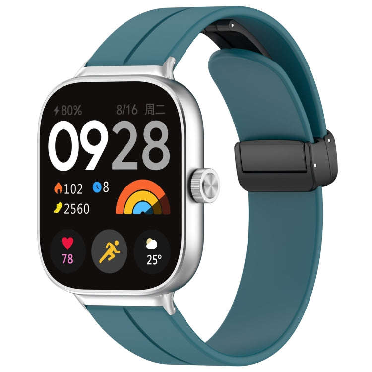 For Redmi Watch 4 / Watch 5 Groove Folding Magnetic Buckle Silicone Watch Band(Cyan)