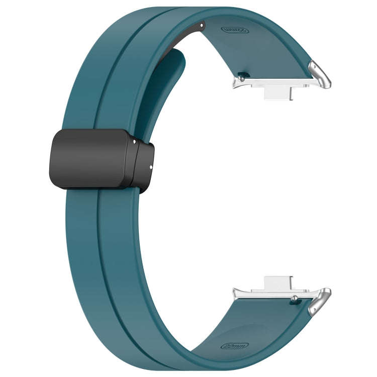 For Redmi Watch 4 / Watch 5 Groove Folding Magnetic Buckle Silicone Watch Band(Cyan)