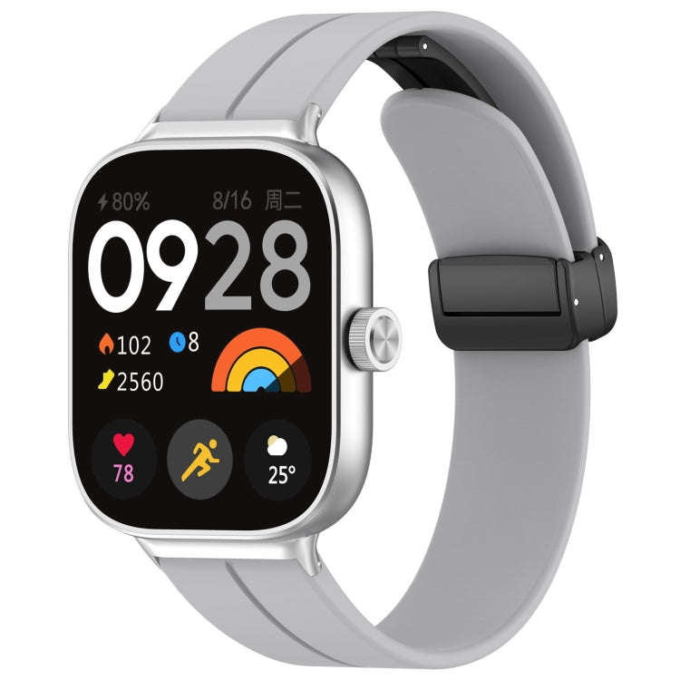 For Redmi Watch 4 / Watch 5 Groove Folding Magnetic Buckle Silicone Watch Band(Light Gray)