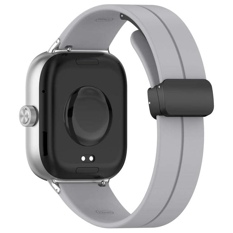 For Redmi Watch 4 / Watch 5 Groove Folding Magnetic Buckle Silicone Watch Band(Light Gray)