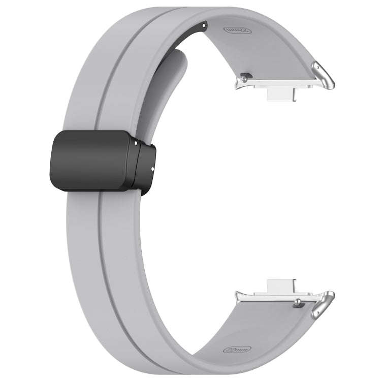 For Redmi Watch 4 / Watch 5 Groove Folding Magnetic Buckle Silicone Watch Band(Light Gray)