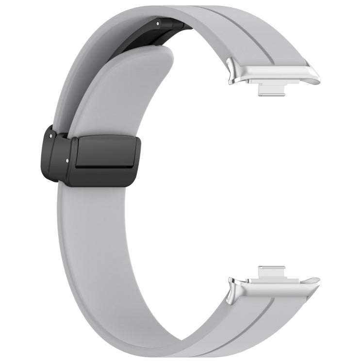 For Redmi Watch 4 / Watch 5 Groove Folding Magnetic Buckle Silicone Watch Band(Light Gray)