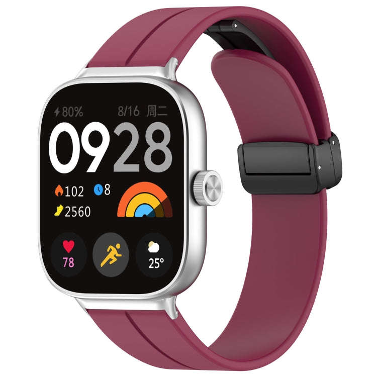 For Redmi Watch 4 / Watch 5 Groove Folding Magnetic Buckle Silicone Watch Band(Wine Red)