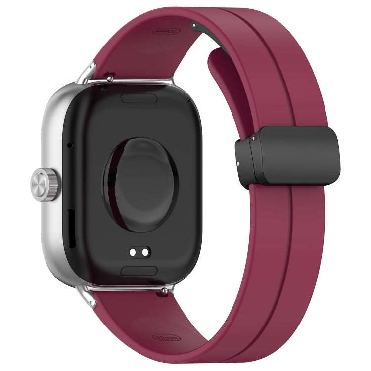 For Redmi Watch 4 / Watch 5 Groove Folding Magnetic Buckle Silicone Watch Band(Wine Red)