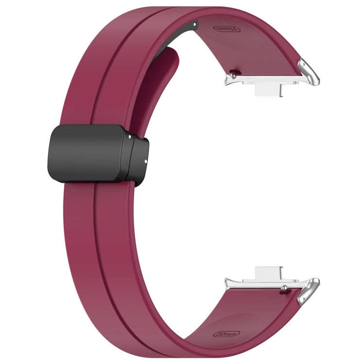 For Redmi Watch 4 / Watch 5 Groove Folding Magnetic Buckle Silicone Watch Band(Wine Red)