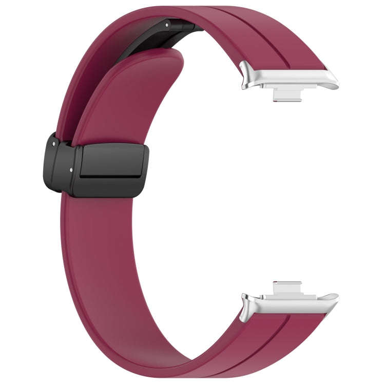 For Redmi Watch 4 / Watch 5 Groove Folding Magnetic Buckle Silicone Watch Band(Wine Red)