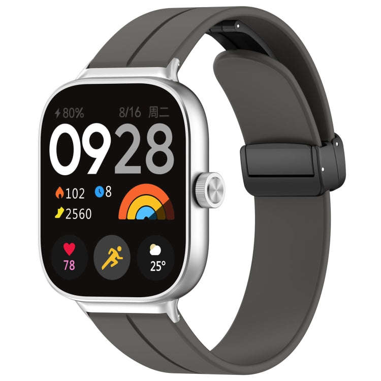 For Redmi Watch 4 / Watch 5 Groove Folding Magnetic Buckle Silicone Watch Band(Dark Gray)