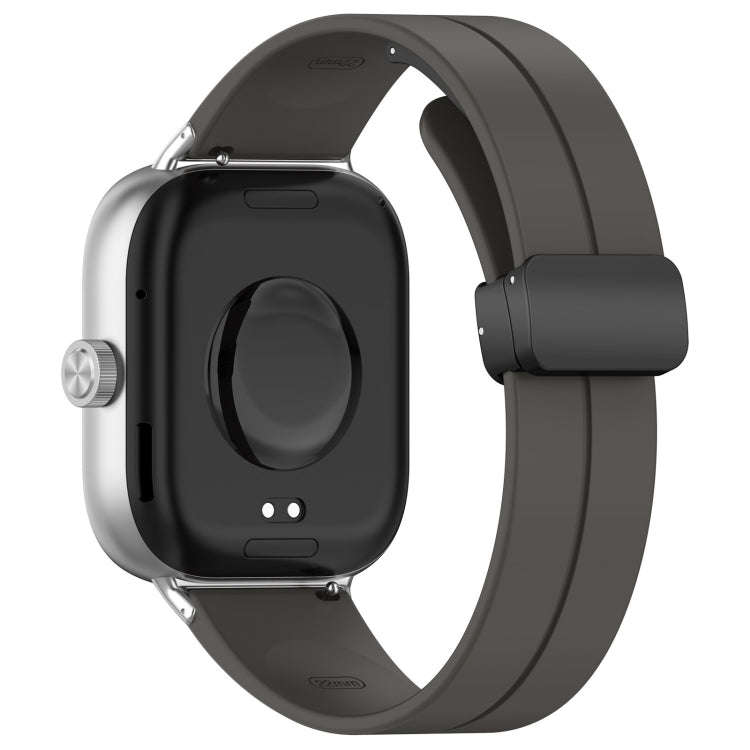 For Redmi Watch 4 / Watch 5 Groove Folding Magnetic Buckle Silicone Watch Band(Dark Gray)