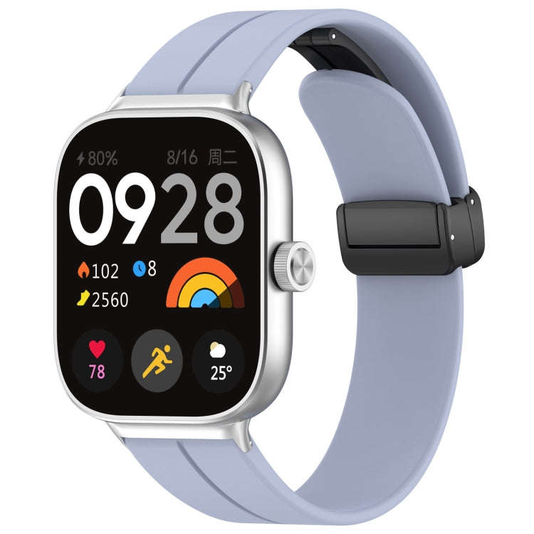 For Redmi Watch 4 / Watch 5 Groove Folding Magnetic Buckle Silicone Watch Band(Light Blue)