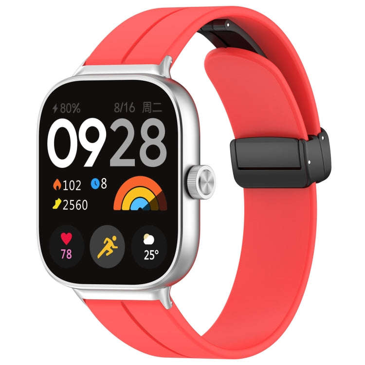 For Redmi Watch 4 / Watch 5 Groove Folding Magnetic Buckle Silicone Watch Band(Red)
