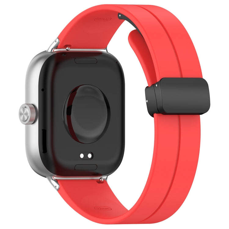 For Redmi Watch 4 / Watch 5 Groove Folding Magnetic Buckle Silicone Watch Band(Red)