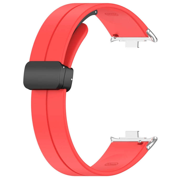 For Redmi Watch 4 / Watch 5 Groove Folding Magnetic Buckle Silicone Watch Band(Red)