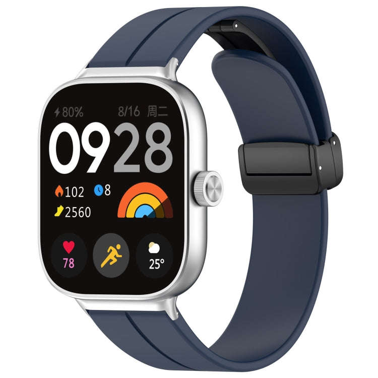 For Redmi Watch 4 / Watch 5 Groove Folding Magnetic Buckle Silicone Watch Band(Dark Blue)