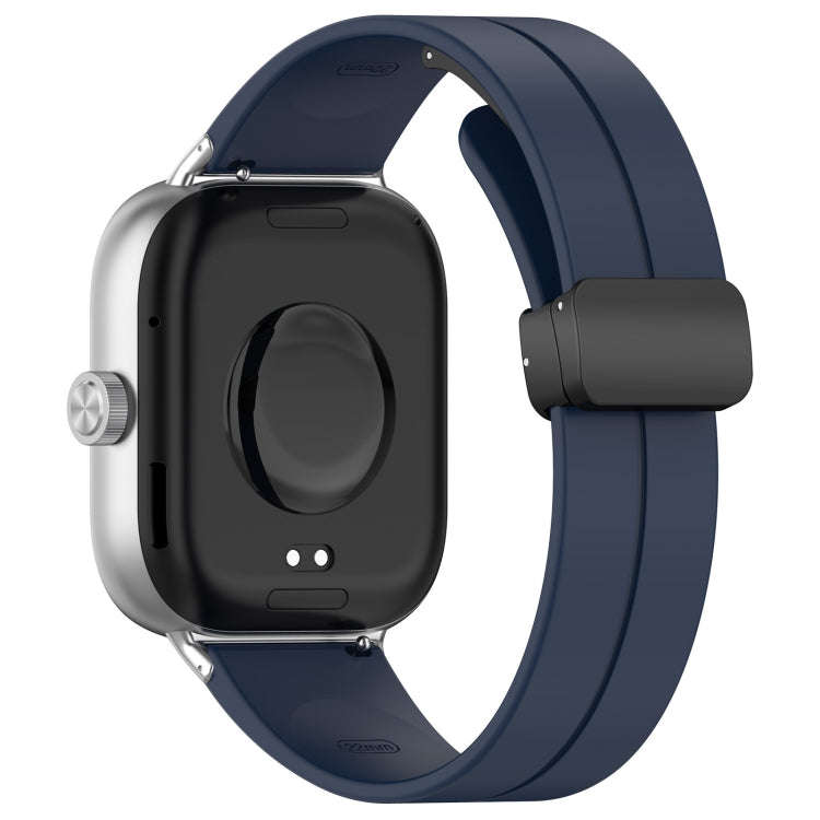 For Redmi Watch 4 / Watch 5 Groove Folding Magnetic Buckle Silicone Watch Band(Dark Blue)