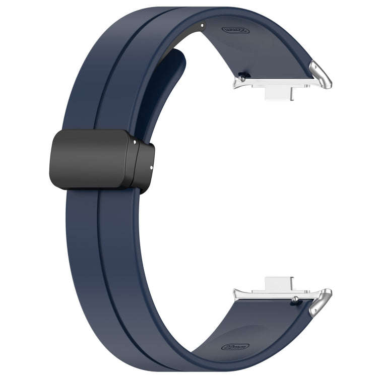 For Redmi Watch 4 / Watch 5 Groove Folding Magnetic Buckle Silicone Watch Band(Dark Blue)