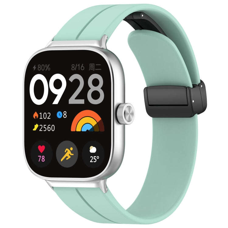 For Xiaomi Smart Band 9 Pro / 8 Pro Groove Folding Magnetic Buckle Silicone Watch Band(Teal)