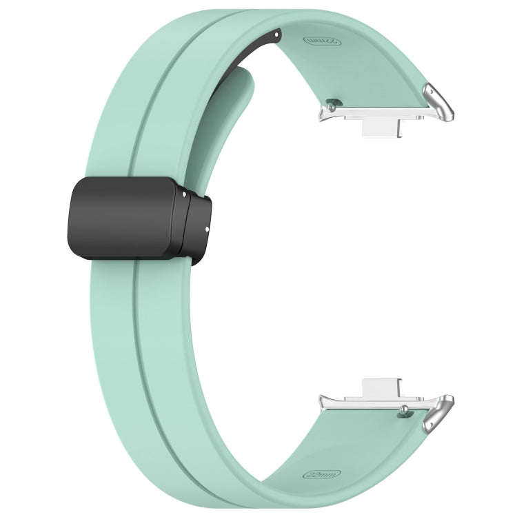 For Xiaomi Smart Band 9 Pro / 8 Pro Groove Folding Magnetic Buckle Silicone Watch Band(Teal)
