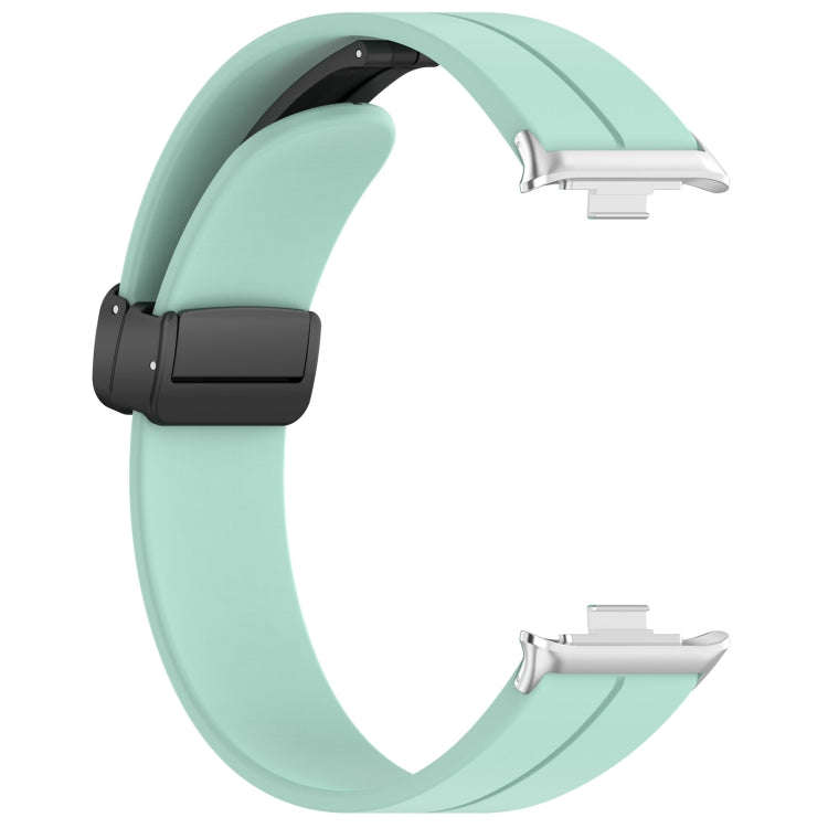 For Xiaomi Smart Band 9 Pro / 8 Pro Groove Folding Magnetic Buckle Silicone Watch Band(Teal)