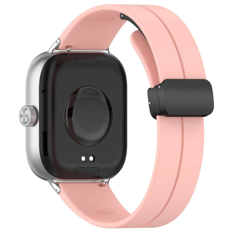 For Xiaomi Smart Band 9 Pro / 8 Pro Groove Folding Magnetic Buckle Silicone Watch Band(Pink)