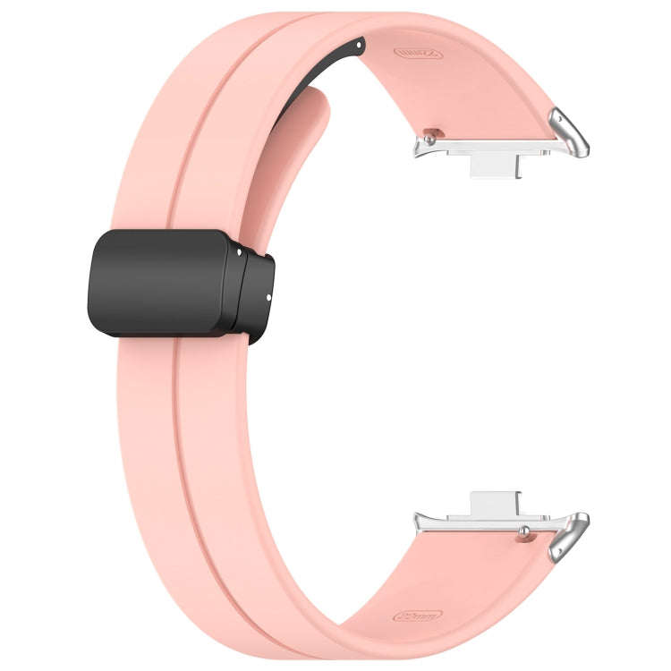 For Xiaomi Smart Band 9 Pro / 8 Pro Groove Folding Magnetic Buckle Silicone Watch Band(Pink)