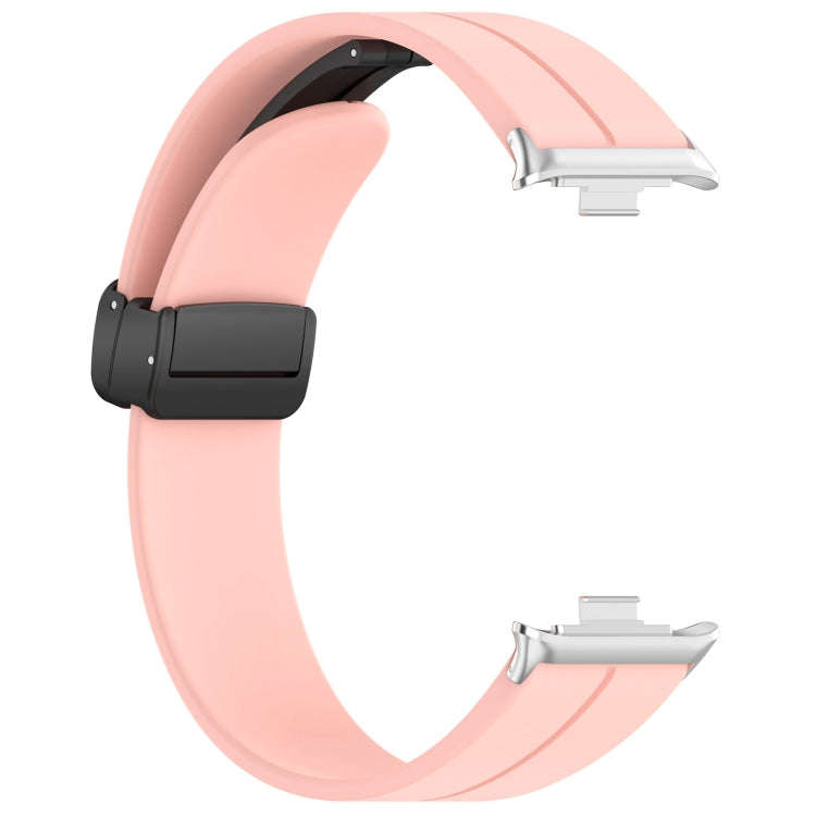 For Xiaomi Smart Band 9 Pro / 8 Pro Groove Folding Magnetic Buckle Silicone Watch Band(Pink)