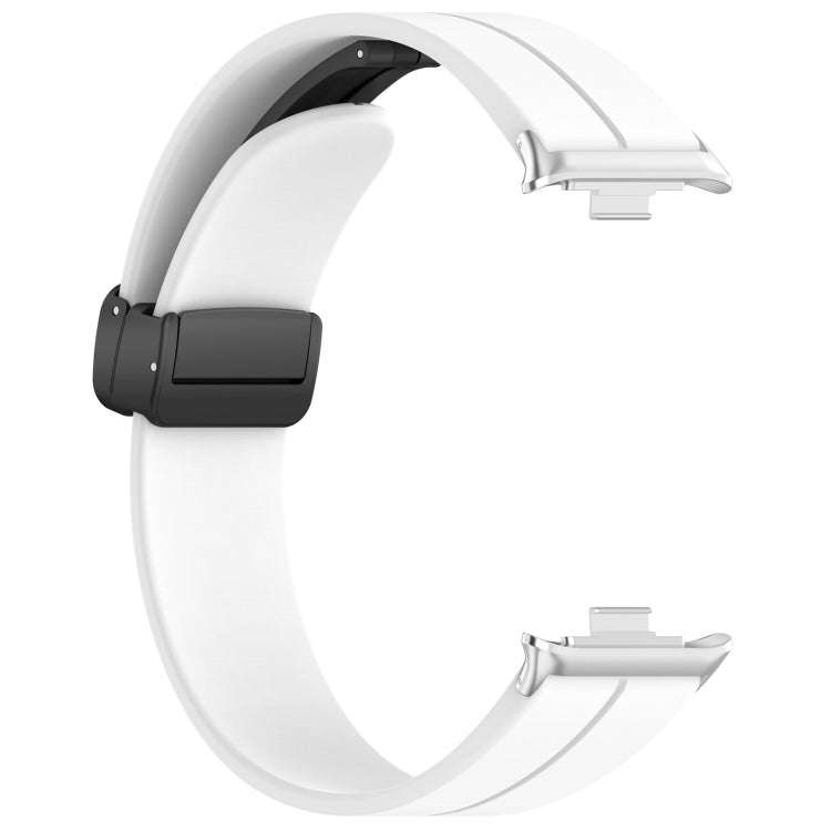For Xiaomi Smart Band 9 Pro / 8 Pro Groove Folding Magnetic Buckle Silicone Watch Band(White)