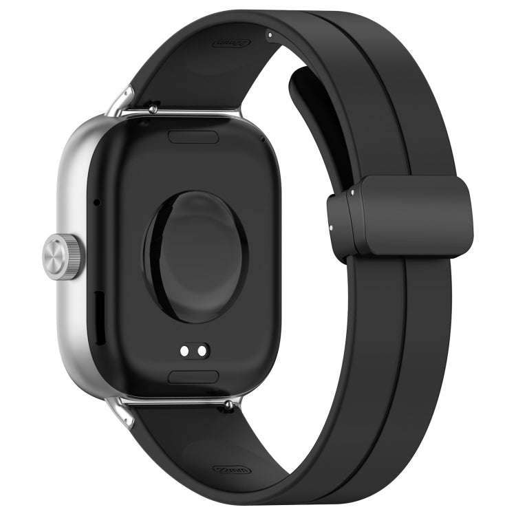 For Xiaomi Smart Band 9 Pro / 8 Pro Groove Folding Magnetic Buckle Silicone Watch Band(Black)
