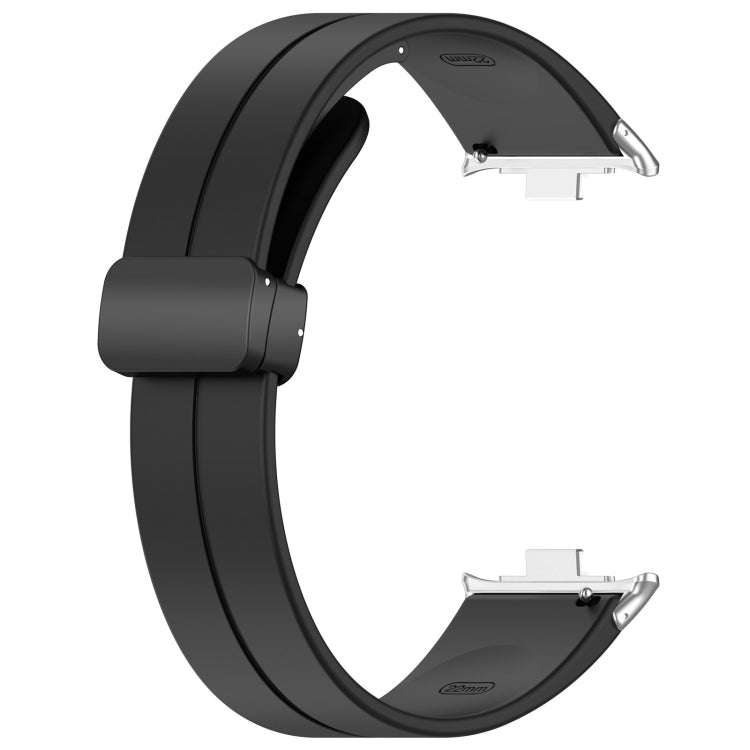 For Xiaomi Smart Band 9 Pro / 8 Pro Groove Folding Magnetic Buckle Silicone Watch Band(Black)